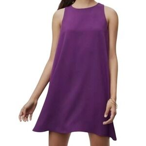 LOFT‎ Ruffle-Back Shift Dress Polyester Sleeveless Purple Petite LP Women's